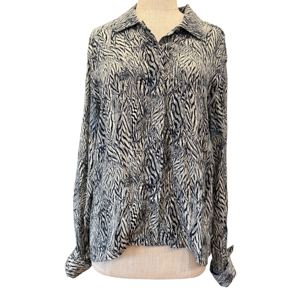 Vintage Neiman Marcus zebra print button down blouse